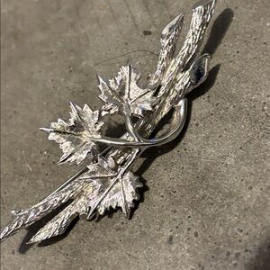 Vintage Signed Marcel Boucher Silver Leaf Branch Brooch